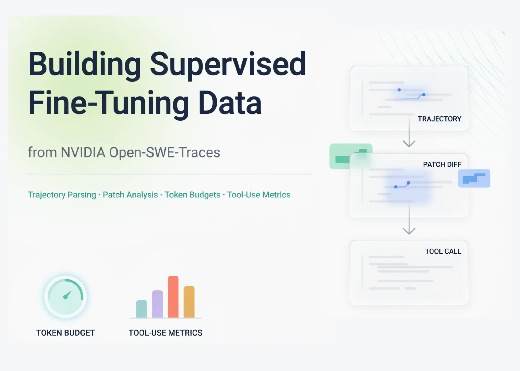 Building Supervised Fine-Tuning Data from NVIDIA Open-SWE-Traces: Trajectory Parsing, Patch Analysis, Token Budgets, and Tool-Use Metrics